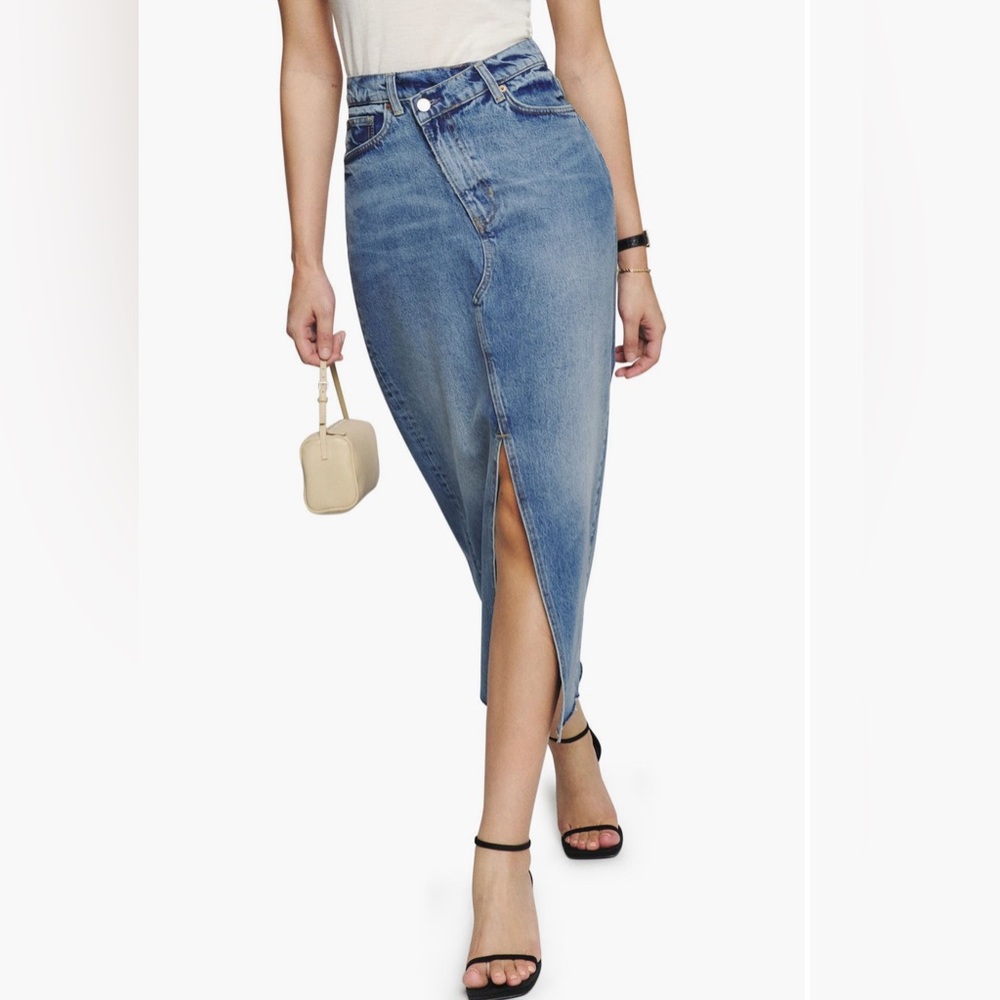 Reformation Nila Asymmetrical Denim Skirt - Picture 2 of 5
